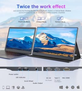 1080P FHD Plug&Play Travel Laptop Monitor w/Smart Cover