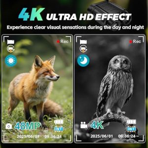 4K 48MP 2500mAh Rechargeable 8X Digital Zoom 7-Level IR Night Vision Binoculars Vista 300m can Save Photo and Video for Camping and Surveillance with 32GB Card