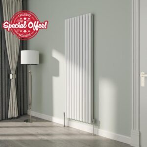 NRG White Oval Radiator Vertical 1800x590mm Double Panel Central Heating Radiators Perfect for Bathrooms Kitchen Living Room