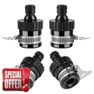 Raheem 4 Pcs Universal Tap Connector Garden Hose Pipe Adapter Connectors Rubber Stainless Steel Hose Adapter for Garden