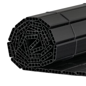 PVC Slat Artificial Bamboo Double Sided Garden Fence - Privacy Balcony Screening - 1m x 4m - Black