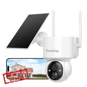 FAMVIVA 2K Solar Security Cameras Wireless Outdoor