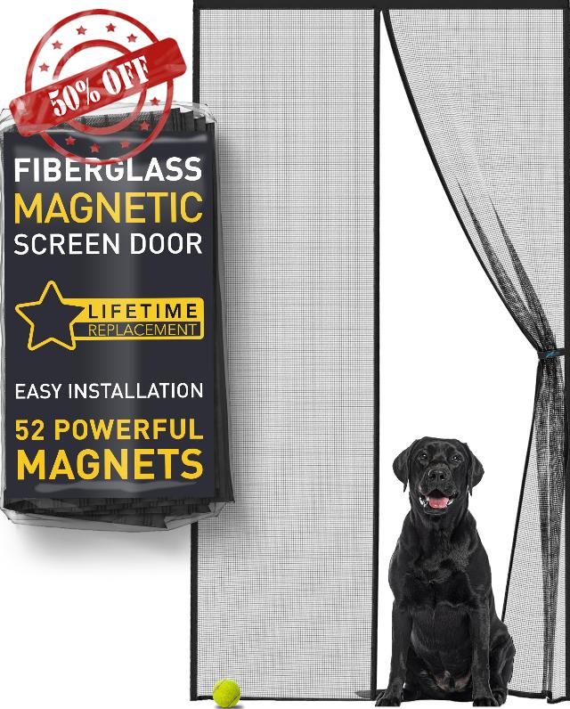 Magnetic Fly Screen Door Strong Fiberglass - Heavy Duty Fine Mesh Door Fly Screen
