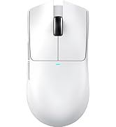 Bright red wireless gaming mouse shown from multiple angles, featuring sleek design with minimal buttons and clean lines.