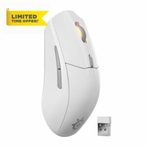 SteelSeries Rival 3 Wireless Gen 2 Gaming Mouse - 2.4GHz and Bluetooth - 18000 DPI TrueMove Air Optical Sensor - 60 Million Click Durability - Light-Weight - 100% PTFE Feet - White