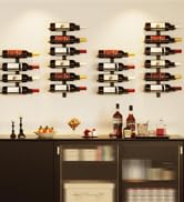 Multi-tier kitchen storage rack with wood shelves and black metal frame. Holds appliances, jars, and kitchenware. Inset image shows drawer detail. White tiled wall background.