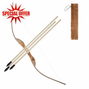 Wooden Bow and Arrow Set for Youth Beginners 100cm Longbow with 3 Wooden Arrows Practice Bow Party props