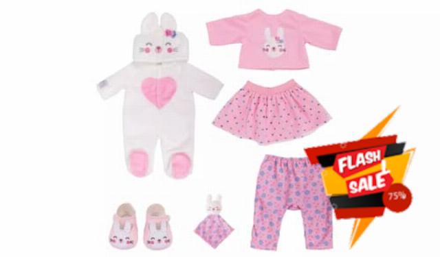 Tiny Treasures Bunny Blossom Outfit Baby Doll Bumper Set (Doll Sold Separately)