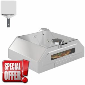 Outsunny 8 in Portable Stainless Steel BBQ Grill Top Pizza Oven with Built-in Thermometer and Viewing Window for Gas and Charcoal BBQ Grills
