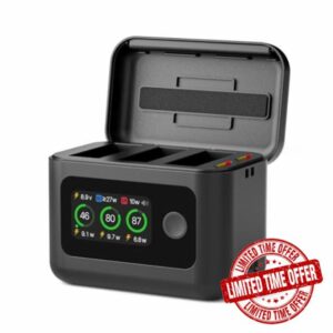 Treeboy Osmo 360 Battery (2 Packs) with 27 W Fast Intelligent Bi-Directional Charging Hub Compatible with DJI Osmo 360/Action 5 Pro/4/3 w/LCD (OSMO Charger Hub)