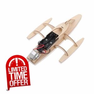 ibasenice Electric-Powered Wooden Trihull Model Ship Kit for Adults Challenging DIY Puzzle Boat for Outdoor and Indoor Water Play Educational Buildable Science for Family Bonding and Stem