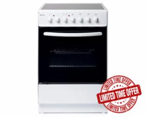 60 cm Freestanding Electric Single Cooker - 4 Zone Ceramic Hob - 64 Litre Oven Capacity - 90-Minute Timer - Easy Clean Enamel Interior - Interior Light - White - HxWXD (cm) 90x60x60-2 Year Guarantee            [Energy Class A]