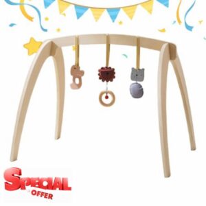 Baby Play Gym | Wooden Learning Toys with Rattle - Kids Play Gym with Detachable Sensory Toys | for Toddler Indoor Outdoor Home Bedroom Nursery Living Room Daily Shower Birthday