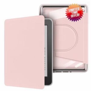 360° Rotating Magnetic Detachable Case with Stand & Auto Wake/Sleep for Paperwhite 12th Generation 7" (2024 Release) - Clear Back Cover