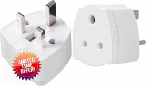2 Pack India to UK Plug Adapter 3 Pin UK Travel Plugs Converter Mains Plug Tourist Adaptor with 5A Fuse for Type D Appliance for Business Family Travel Outdoo