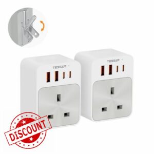 TESSAN UK to US Plug Adaptor 2 Pack