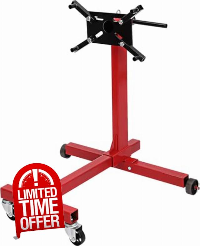 Heavy-Duty 360° Rotating Engine Stand – 1000 lb Capacity | Reinforced Steel Frame | Adjustable Mounting Arms | Foldable & Portable Design | Industrial Stability for Engines & Transmissions