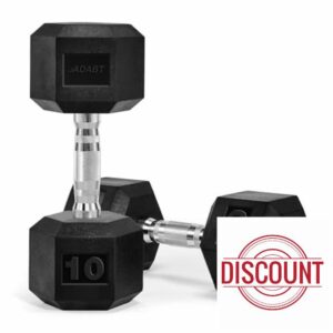 ADABT Hex Dumbbells | Rubber Encased Free Weights with Knurled Steel Handles | Anti-Roll Design | Home Gym & Strength Training | 4kg/5kg/6kg/8kg/10kg/12.5KG/15KG/17.5KG/20KG