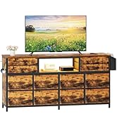 Dripex TV Cabinet Stand Unit for TVs up to 55 Inches with 7 Foldable Drawers Storage Organizers a...