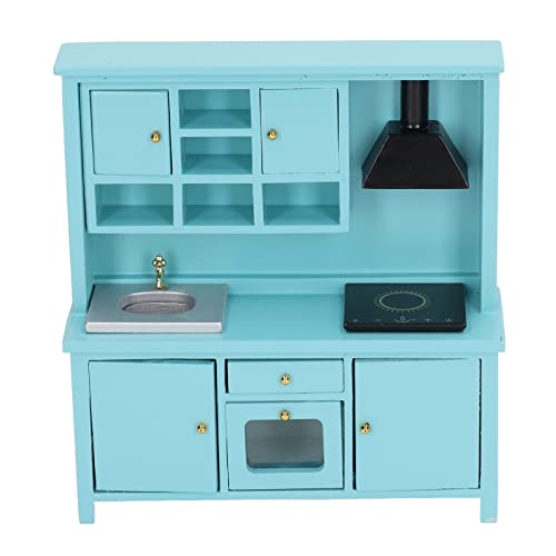 1:12 Scale Miniature Kitchen Cabinet Doll House Accessories with Birch Material for Dollhouse Kitchen Deco
