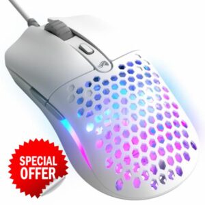 Glorious Model O Eternal Ultralight RGB Gaming Mouse - Wired - 55g Lightweight - Customizable RGB Lighting - 6 Programmable Buttons - Symmetrical Design - 12K DPI Optical Sensor - PC/Mac - White