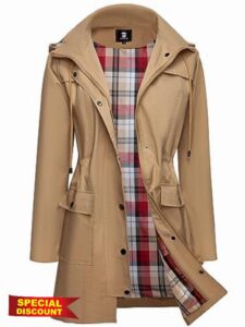 Women's Long trench coat Windproof Waterproof Raincoat Jacket Hooded Outdoor Coa