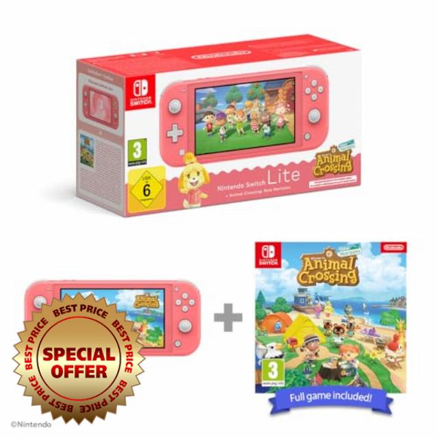 Nintendo Switch Lite (Coral) + Animal Crossing New Horizons