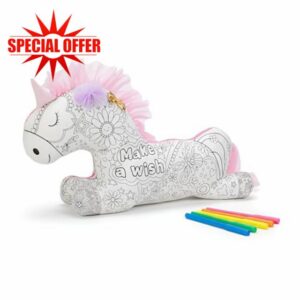 Colour Your Own Unicorn Cushion Craft Kit - Personalised DIY Cushion with Markers for Kids - Creative Fabric Decorating Activity Gift Girls Arts and Crafts