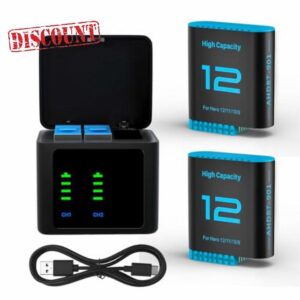 OHZHAO Pack of 2 Upgrade 2580 mAh Hero 12 Battery and LED 3 Channel USB Charger