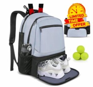 Tennis Backpack with Fence Hook - Badminton Racquet Bags with Separate Shoe Compartment for Women and Men