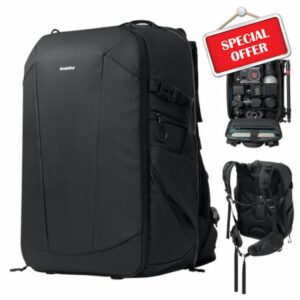 AMBITFUL Large Camera Backpack Bag for DSLR/SLR Mirrorless Camera Ergonomic suspended Professional outdoor photography backpack Waterproof with Tripod Holder&Laptop Compartment