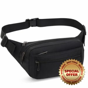 GERIINEER Bumbag Fanny Pack for Women Men Waterproof Waist Pack with 5 Zipped Pockets Bum Waist Bag for Dog Walking Climbing Hiking Travel Outdoor Spo