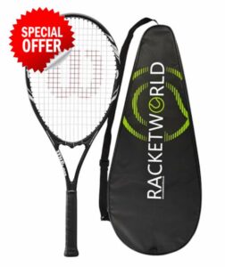 Wilson Federer Adult Tennis Racket (Various Bundle Options) Black/White Series