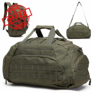 GUJOIN 3-in-1 Tactical Gym Backpack with Shoe Compartment Convertible Duffel Sling Bag for Men Women Weekender Overnight Travel Bag Fitness Bag Bags (Green)