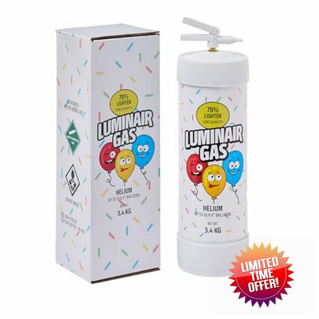 LuminairGas Ultra-Light Helium Cylinder Fills up to 50 Balloons (3.4kg)