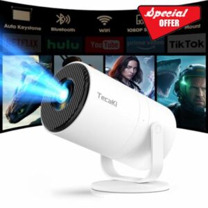 Tecaki Mini Projector with WiFi 6 and Bluetooth 5.2