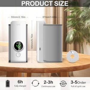 6000 mAh Portable Baby Bottle Warmer with 6 Adjustable Temperature Settings and LCD Display USB Cordless Travel Milk Warmers for Baby Bottles with a Diameter of Up to 6.5 cm