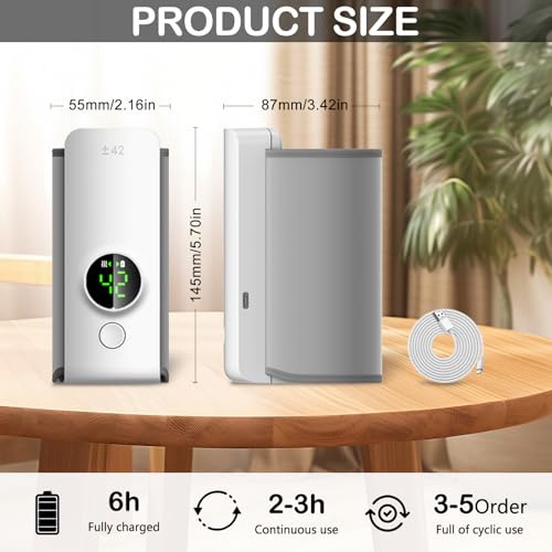 6000 mAh Portable Baby Bottle Warmer with 6 Adjustable Temperature Settings and LCD Display USB Cordless Travel Milk Warmers for Baby Bottles with a Diameter of Up to 6.5 cm
