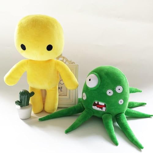 Game Character Yellow Man and Octopus Stuffed Figure Throw Pillows for Home Decor for Game Fans (2 Pcs)