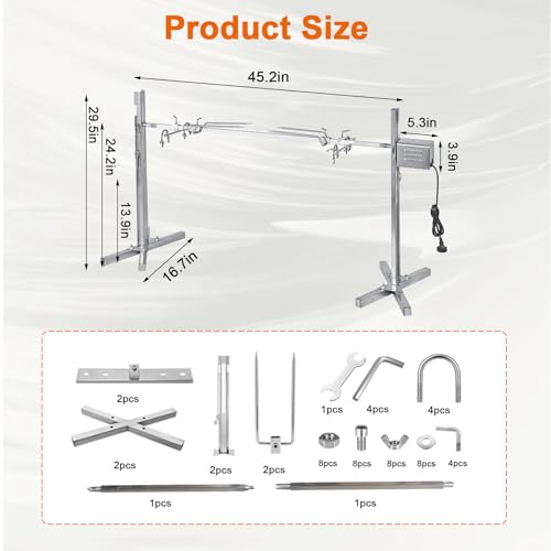 110cm Long Roast Hog Roaster Machine Adjustable Height 5 Levels for Barbecue Bar