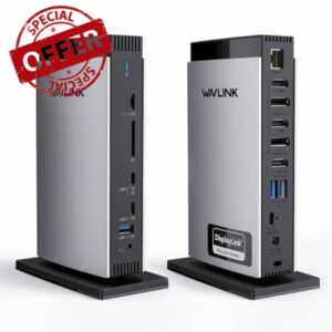 WAVLINK Displaylink Laptop Docking Station with 3 HDMI
