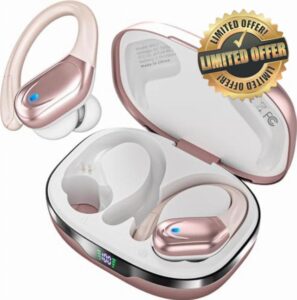 Wireless Earbuds Bluetooth Headphones 80hrs Playback Ear Buds Power Display with Noise Canceling Mic Headsets for Sports/Workout/Running Rose Gold