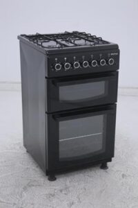BlueFlame DG5403XBZB 50 cm Freestanding Dual Fuel Cooker With Double Cavity Oven - Black            [Energy Class A]