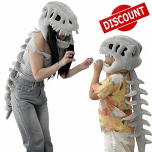 HKFGHMG Dinosaur Skeleton Plush Costumes Realistic Dinosaur Skeleton Costume Halloween Themed Dinosaur Skull Cosplay Props Soft Plush Costumes Set Outfit Cosplay Essentials UK