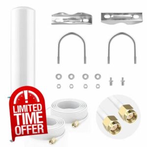Outdoor 4G 5G LTE Antenna High Gain 10-12dBi OmniDirectional WiFi Antenna with Dual SMA Male Cables and TS9 Adapters 698-3800MHz Compatible with Routers Hotspots Signal Boosters