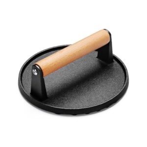 Heavy Duty Cast Iron Non-Stick with Solid Wood Handle