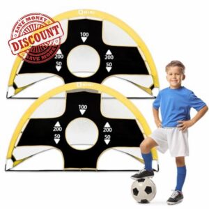 Onini 6 Foot Pop Up Football Goals Yellow - Portable Training Soccer Net with Target and Bag - Ideal for Kids