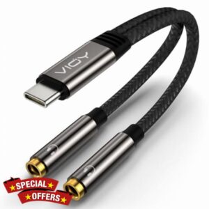 VIOY USB C to Dual 3.5mm Female Headphone Splitter