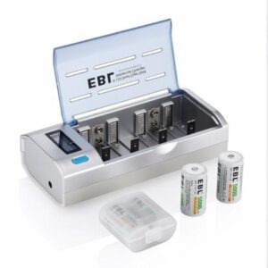 LCD Universal Battery Charger with 5000mAh Rechargeable C Batteries 4 Pack