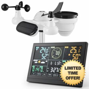 Warmiehomy WiFi Weather Stations with 7-in-1 Wireless Outdoor Solar Powered Sensor and LCD Color Display
